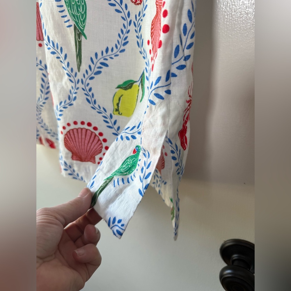 Boden Cleo Linen Dress in Tropical Bonanza Vine White Red Green Yellow Size 4 - Picture 11 of 15